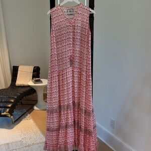 Lightweight Sleeveless Pink Patterned Maxi Dress